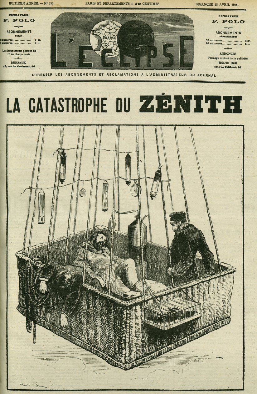 Luftballonulykke, Zenith, 15. april af Andre Gill