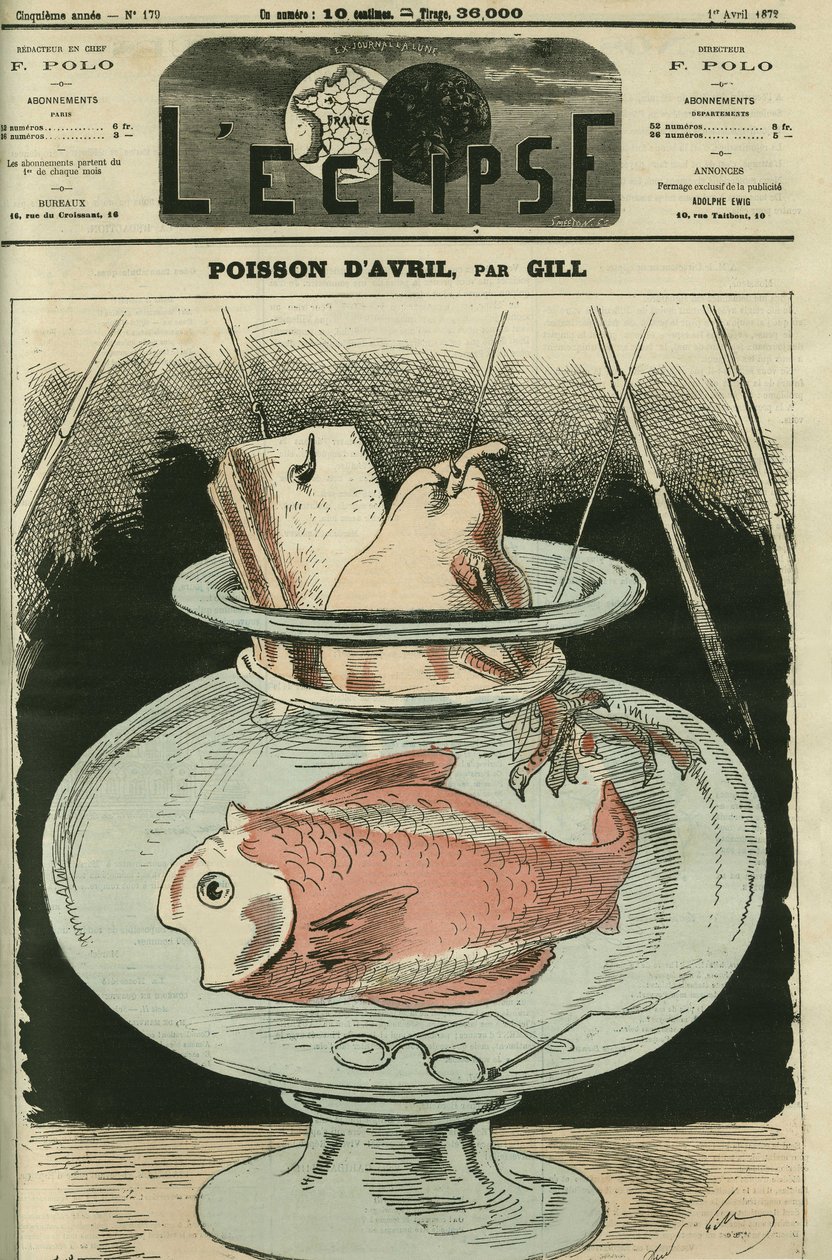 April fisk, fisken er Adolphe Thiers (1797-1877). Cover i "" L