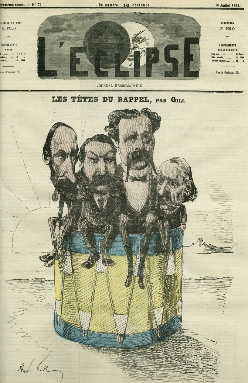 Auguste Vacquerie (1819-1895), Victor Hugo (1802-1885), Charles Hugo (1826-1871) og Paul Meurice (1818-1905), franskmænd med bogstaver. Cover i "" L
