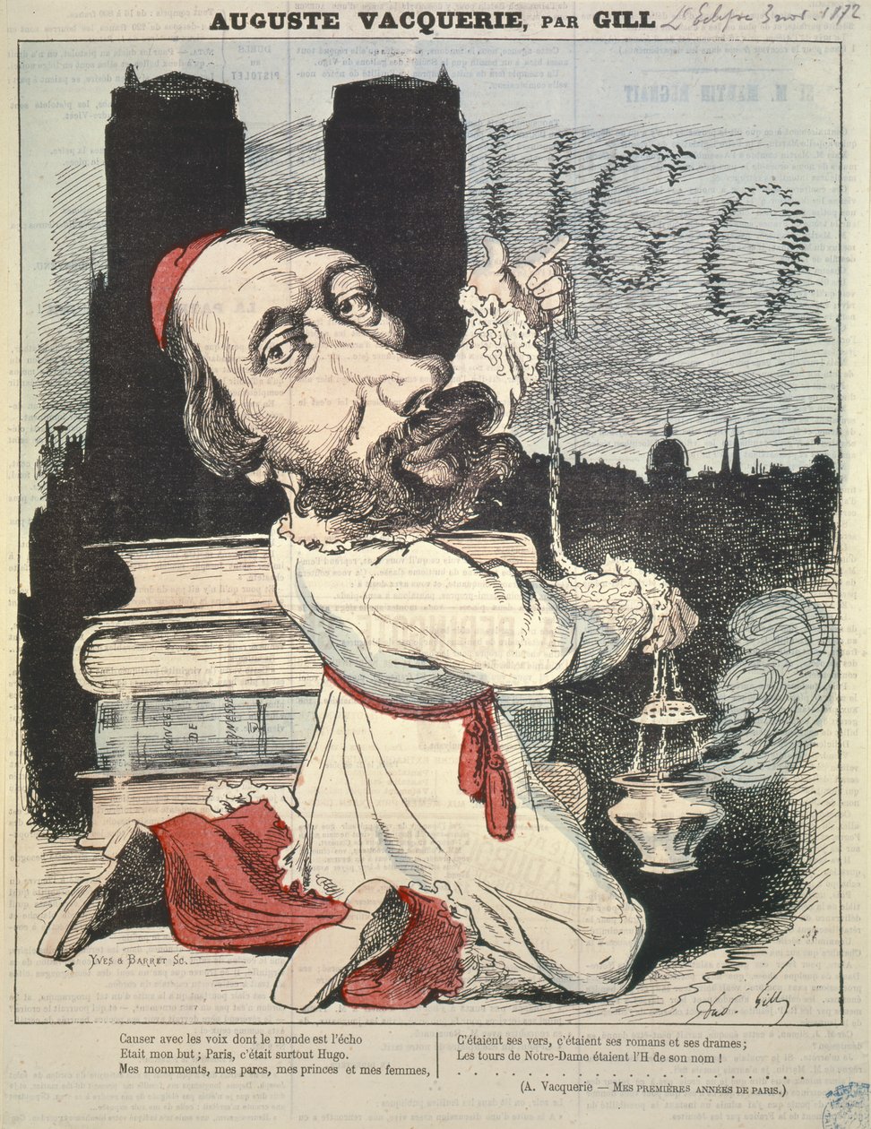 Auguste Vacquerie (1819-95) fra forsiden af LEclipse, indgraveret af Yves & Barret, 3. november 1872 af Andre Gill