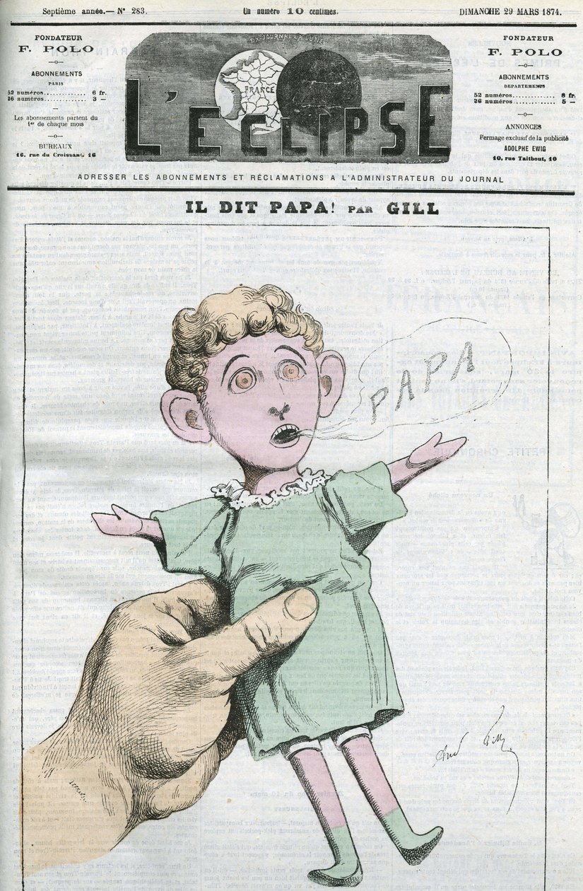 Karikatur af Napoleon Eugene Louis Bonaparte (1856-1879), søn af Napoleon III. Cover i "" L