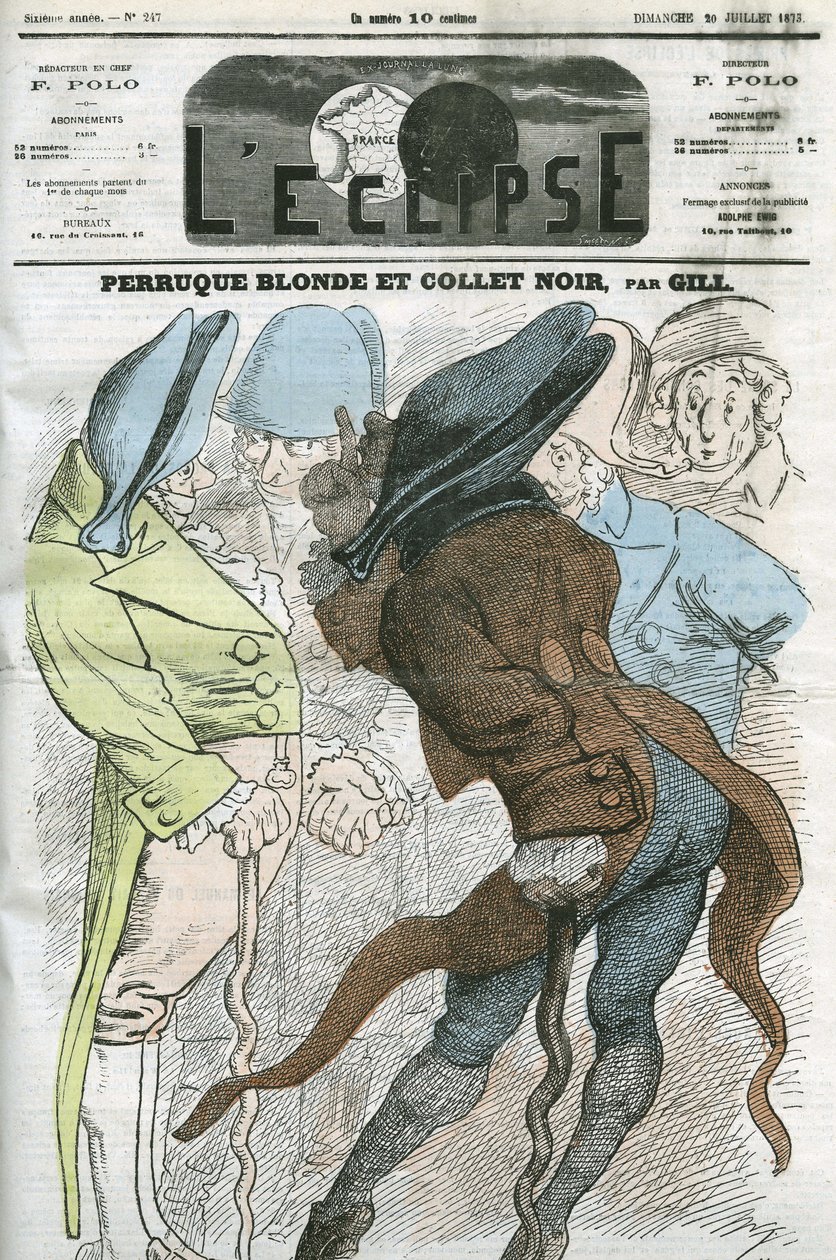 Tegnefilm "" Blond paryk og sort krave". Cover i "" L