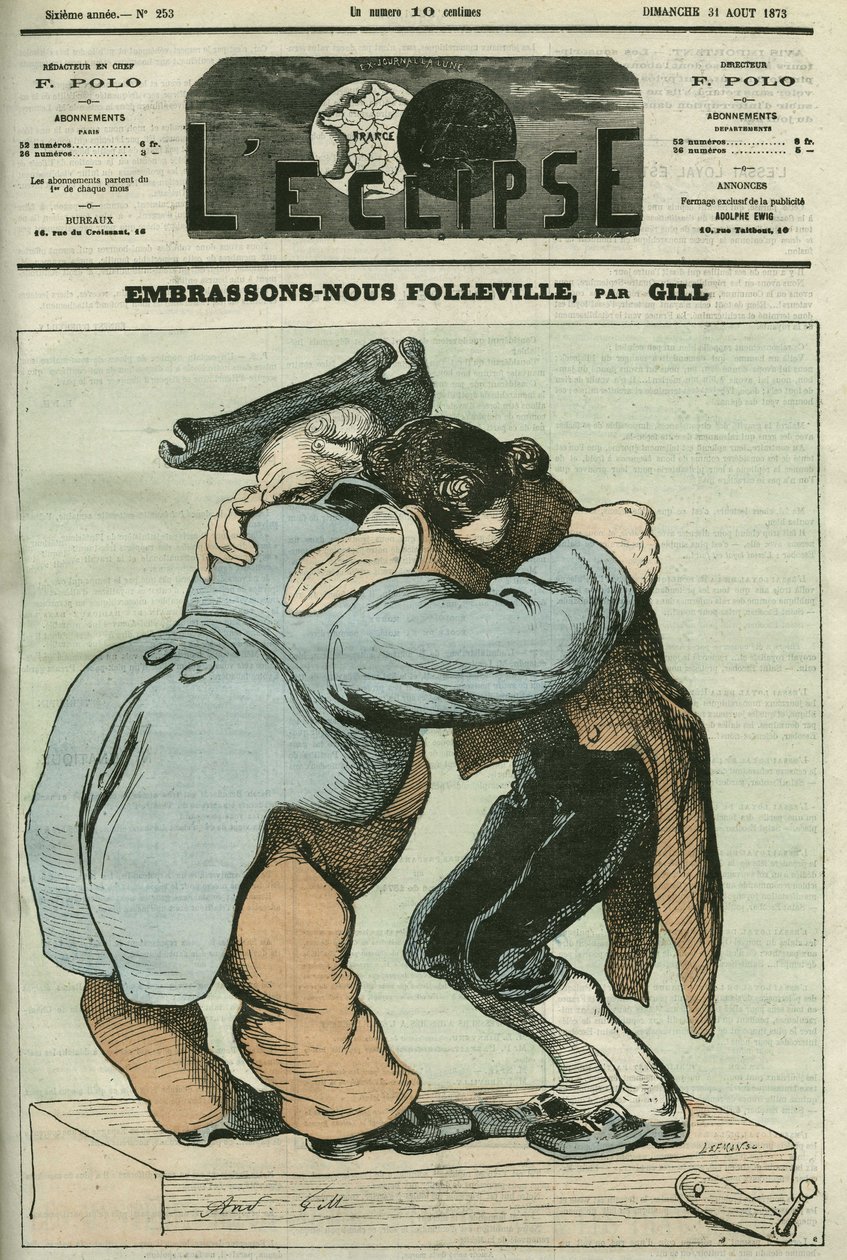 Tegnefilm "We Kiss Folleville", vaudeville af Eugene Labiche (1815-1888) og Auguste Lefranc (1814-1878). Cover i "" L