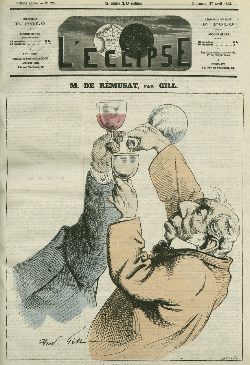 Tegneserie af Charles de Remusat (1797-1875), fransk filosof og politiker. Cover i "" L