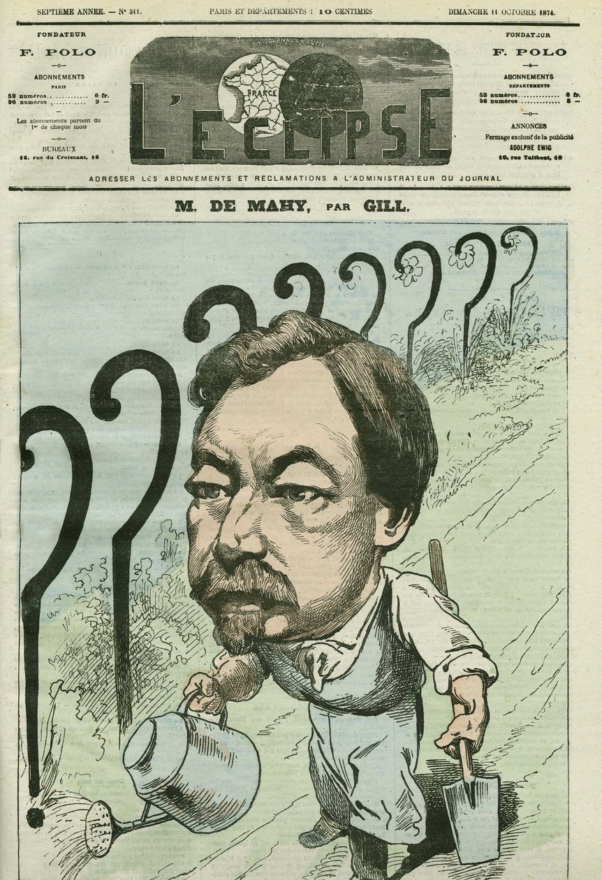 Tegneserie af Francois Cesaire de Mahy (1830-1906), fransk læge, journalist og politiker. Cover i "" L