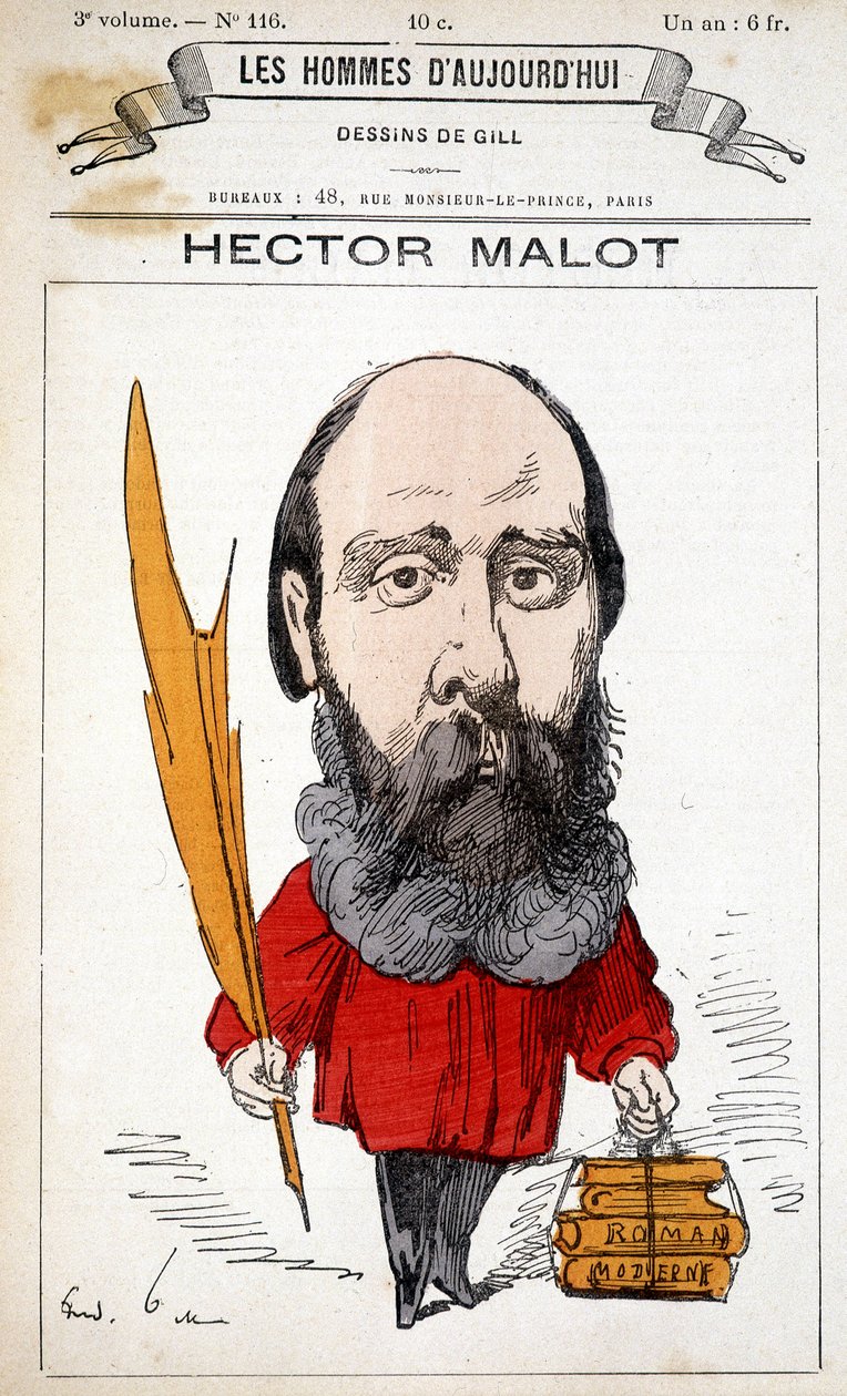 Tegneserie af Hector Malot, fransk forfatter (1830-1907) - af Gill, i "" Les Hommes d