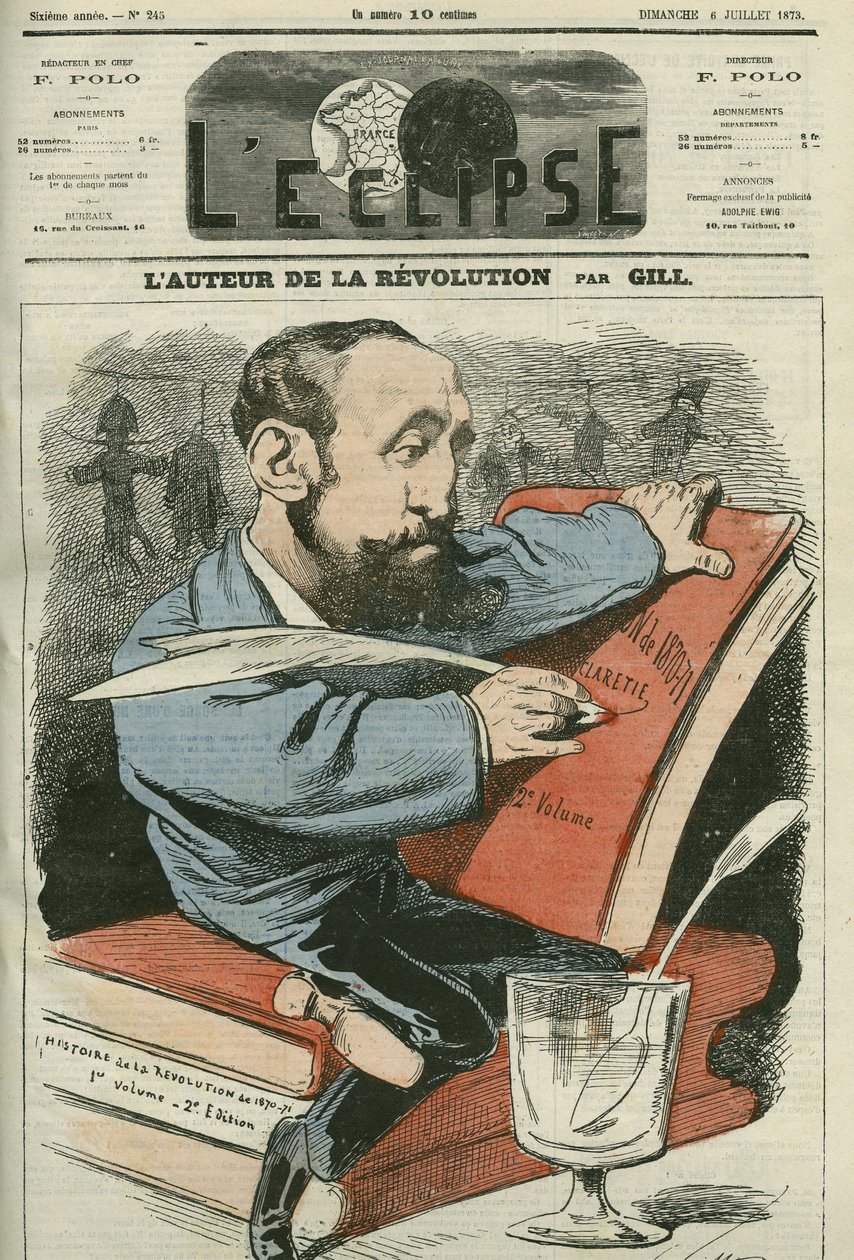 Tegnefilm af Jules Claretie (1840-1913), fransk romanforfatter, dramatiker og kritiker. Cover i "" L
