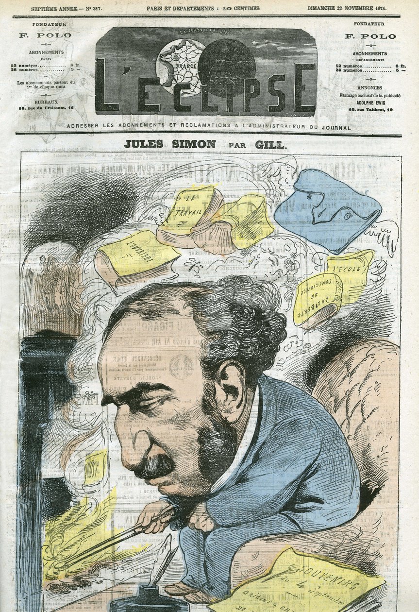 Tegneserie af Jules Simon (1814-1896), politiker, filosofihistoriker, filosof, fransk essayist. Cover i "" L