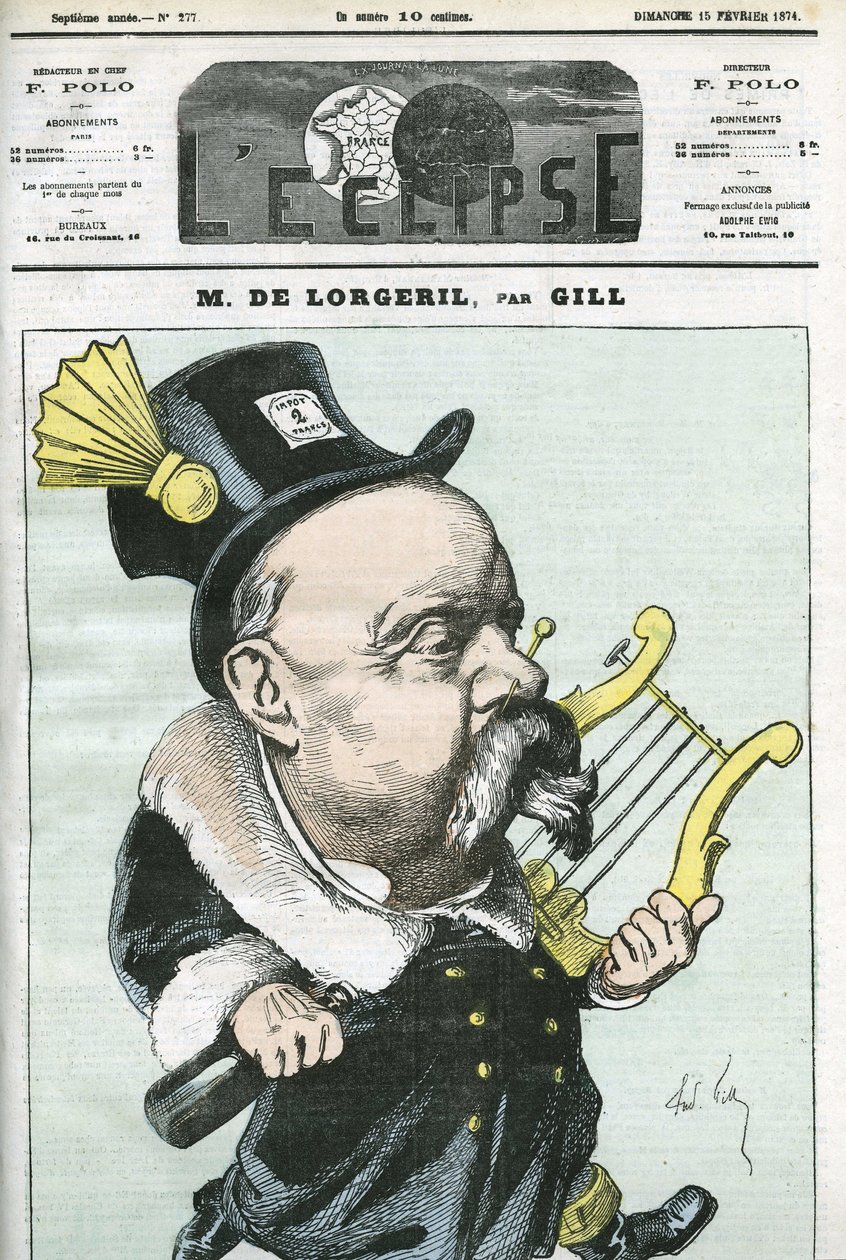 Tegneserie af Viscount de Lorgeril, fransk politiker. Cover i "" L