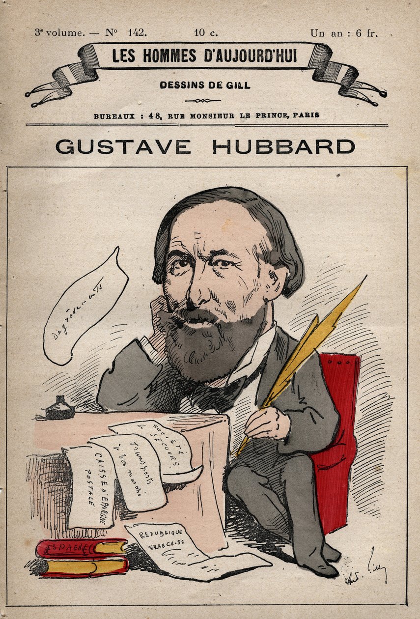 Tegneserie af Nicolas Gustave Hubbard (1828-1888) engelsk politisk økonom fra 