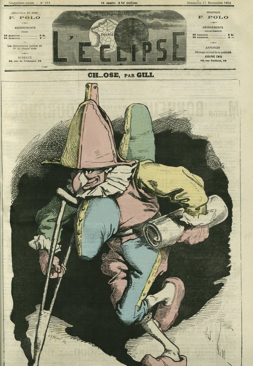 Ch... vover, illustration af en harlekin med bekøl og med et horn på maven og ryggen. Cover i "" L