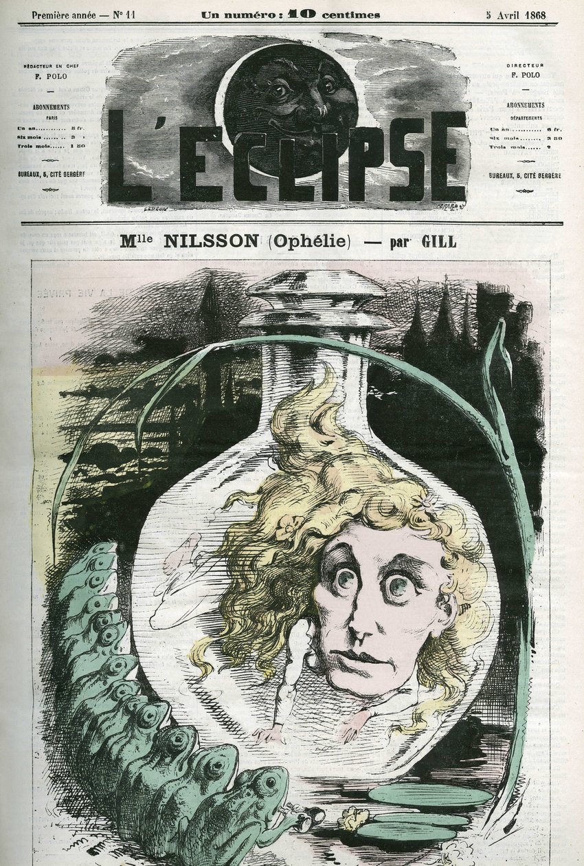 Christine Nilsson i rollen som Ophelie (1843- omkring 1880) svensk operasangerinde. Cover i "" L