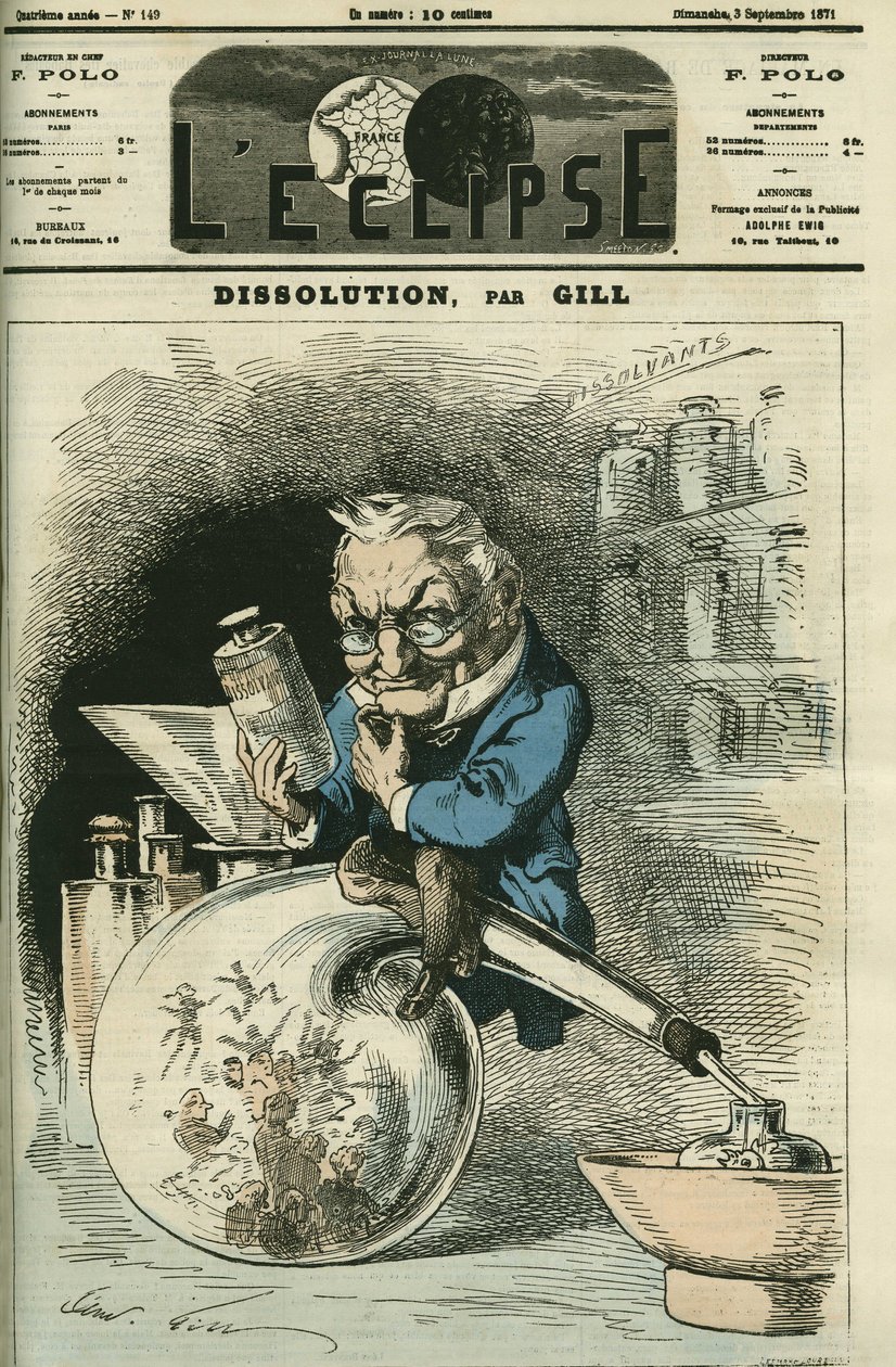 Opløsning, Adolphe Thiers (1797-1877), historiker og republikkens præsident. Cover i "" L