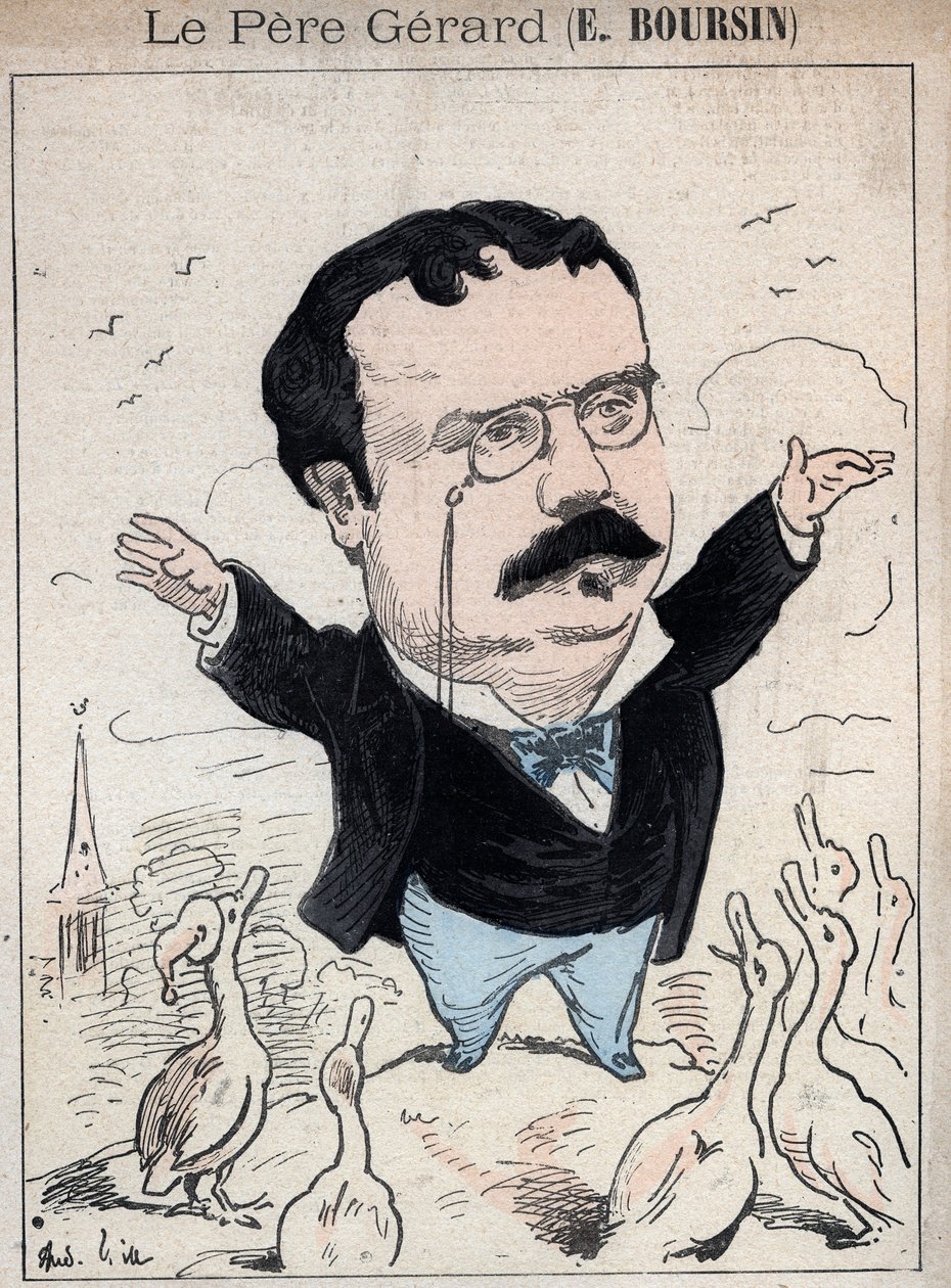 Elphege Boursin (1836-1891) journalist, politisk essayist, brevmand og historiker - tegneserie af Andre Gill i "Les Hommes d
