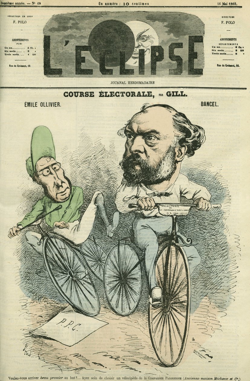 Emille Ollivier (1825-1913), fransk politiker og Bancel. Cover i "" L