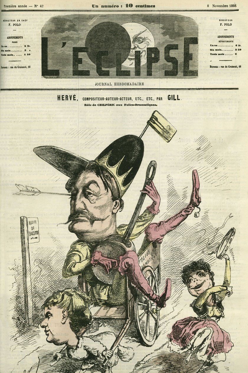 Florimond Ronger dit Herve (1825-1892), fransk komponist, forfatter, skuespiller, spiller rollen som Chilperic på Theatre des Folies-Dramatiques. Cover i "" L