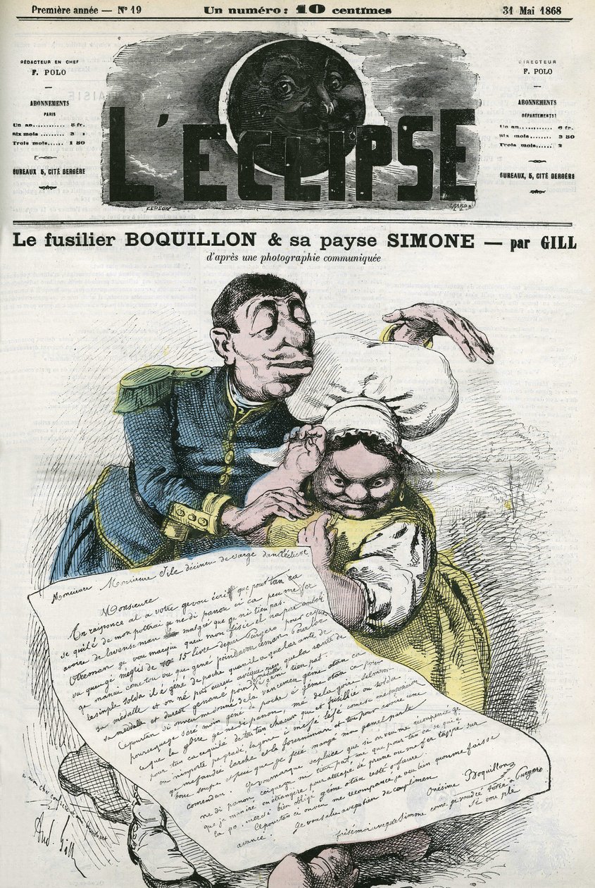 Illustration af "" Fusilier Boquillon og hans bonde Simone". Cover i "" L