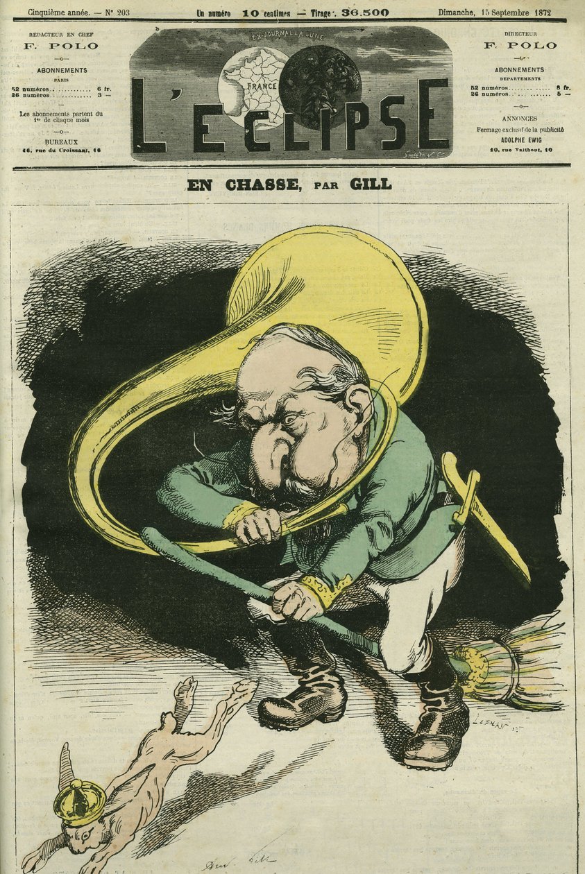 På jagt Louis-Napoleon Bonaparte (1808-1873), republikkens præsident i 1848 og kejser af Frankrig fra 1852 til 1871. Omslag i "" L