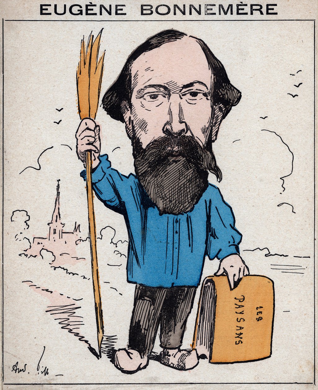 Joseph Eugene Bonnemere (1813-1893) fransk historiker og forfatter - tegneserie af Andre Gill, i "Les Hommes d