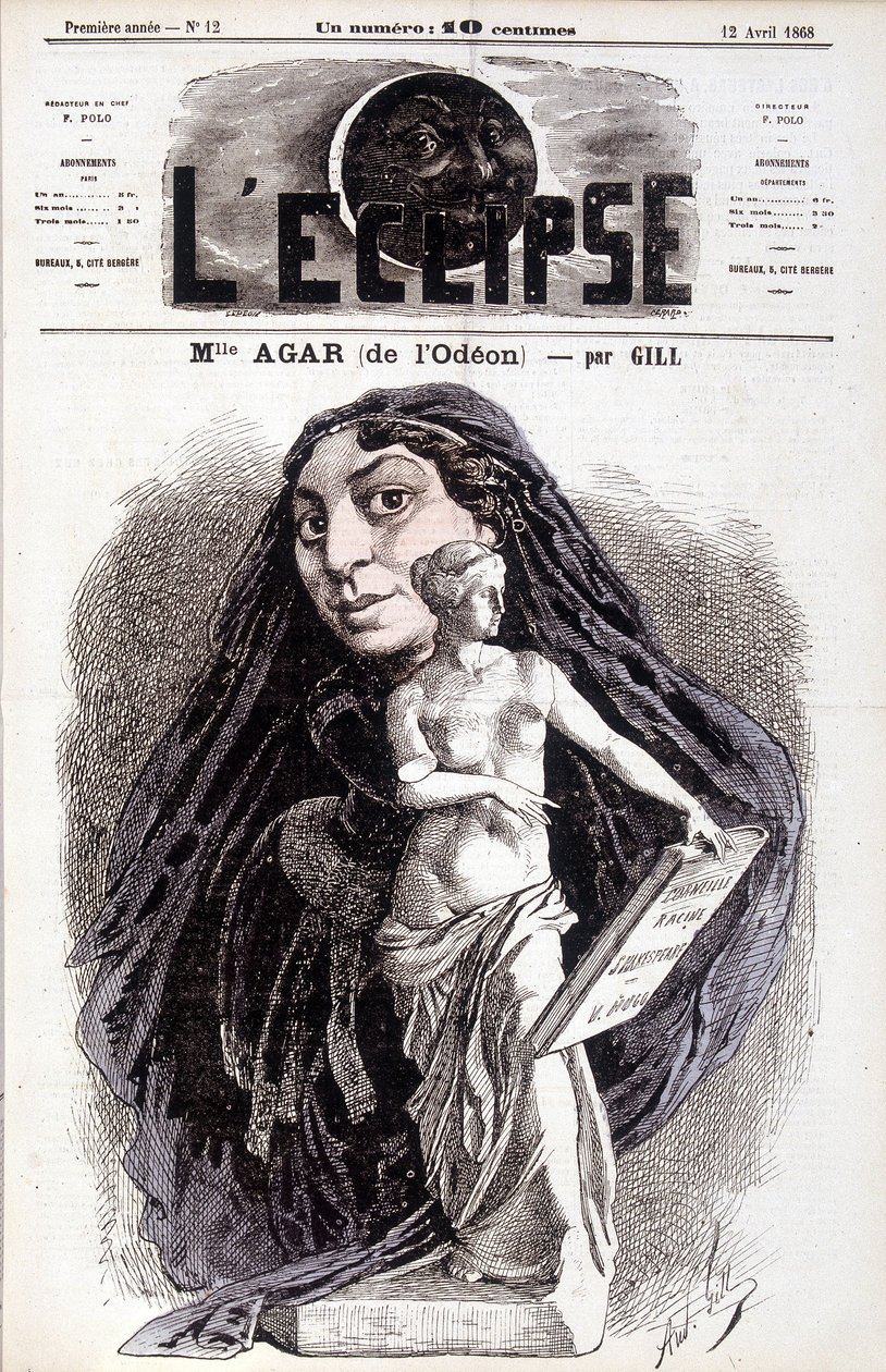 Mademoiselle Agar (fra Odéon) Skuespillerinde ved det franske akademi. Tegning af Gill in the Eclipse af Andre Gill