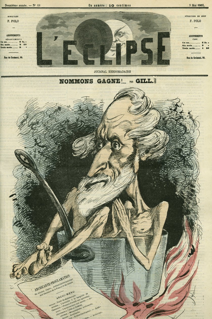 Navn Gagne, illustration af en kandidat ved et valg. Cover i "" L