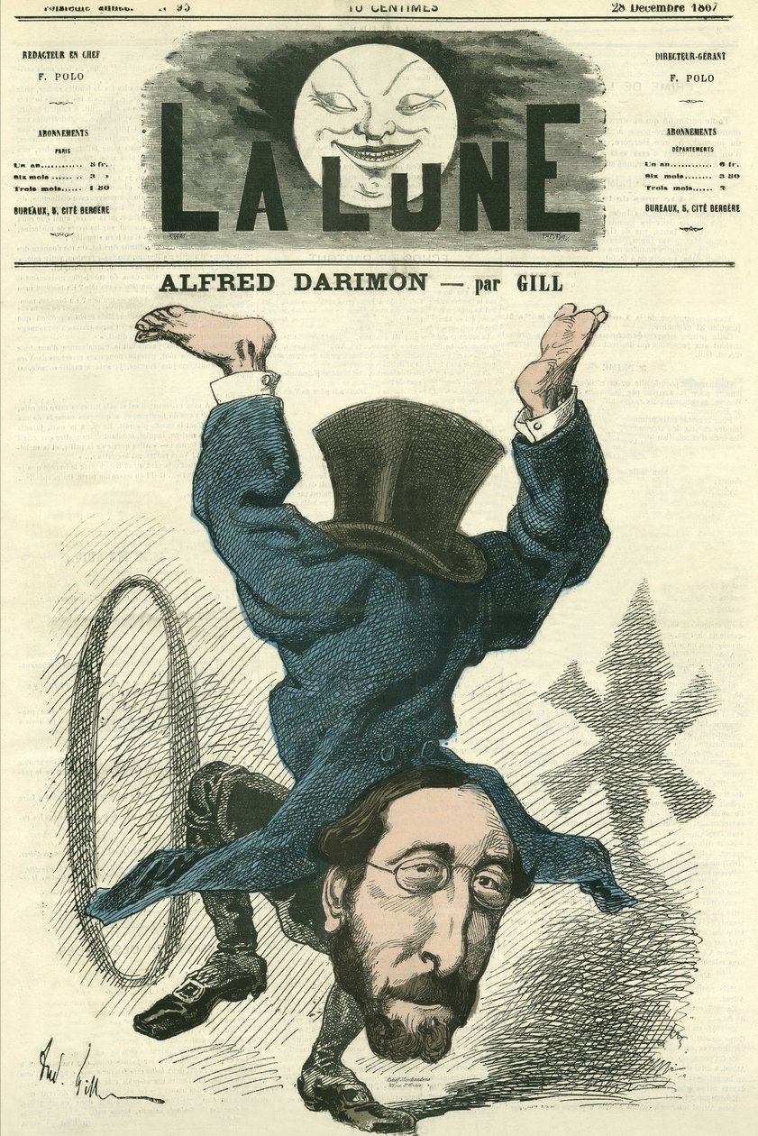 Portræt af Alfred Darimon (1819-1902), fransk politiker. Tegnefilm af Gill, i "La Lune", 28. december af Andre Gill