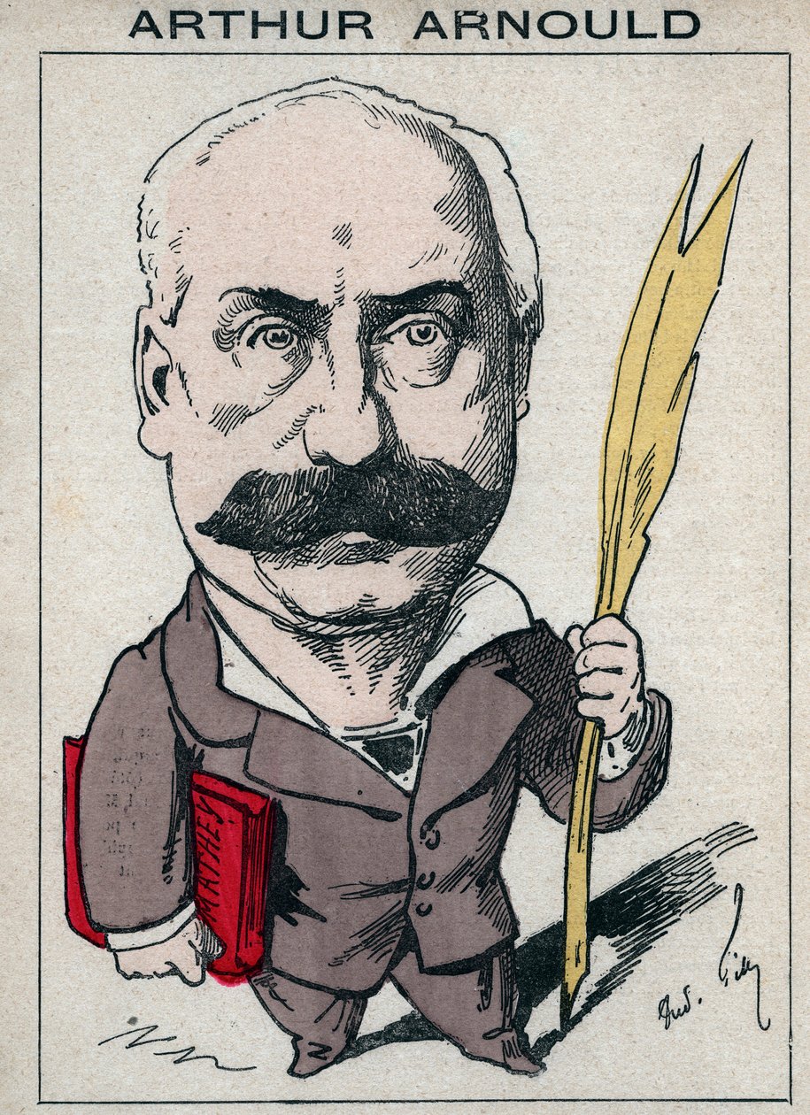 Portræt af Arthur Arnould (1833-1895), en fransk journalist og politiker, han deltog aktivt i Paris Commune - tegneserie af Andre Gill i "Les Hommes d