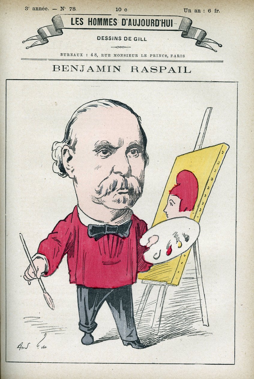 Portræt af Benjamin Raspail (1823-1899), en fransk maler og politiker, han var årsagen til loven, der gjorde 14. juli til national helligdag. Tegnefilm af Gill, Paris. af Andre Gill