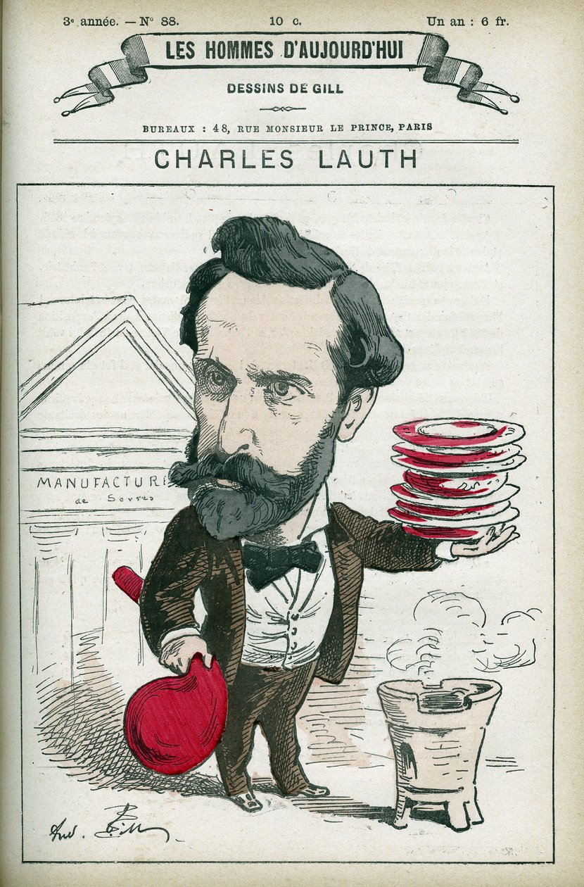 Portræt af Charles Lauth (1836-1913), en fransk kemiker, han var direktør for Ecole Superieur de Physique et de Chemistry Industrielles (ESPCI) i Paris. Tegnefilm af Gill, Paris. af Andre Gill