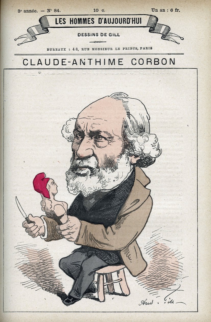 Portræt af Claude Anthime Corbon (1808-1891), fransk senator. Tegnefilm af Gill i "The Men of Today". af Andre Gill