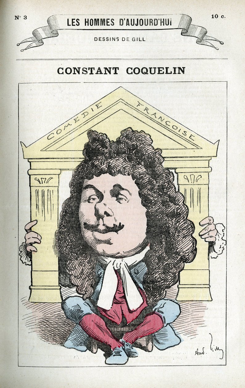 Portræt af Constant Coquelin (1841-1909), fransk teaterskuespiller. Karikatur af Gill, Paris. af Andre Gill