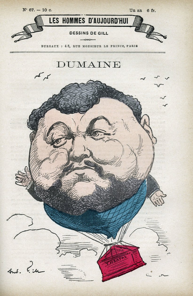 Portræt af Dumaine, fransk kunstner fra det 19. århundrede. Karikatur af Gill, Paris. af Andre Gill