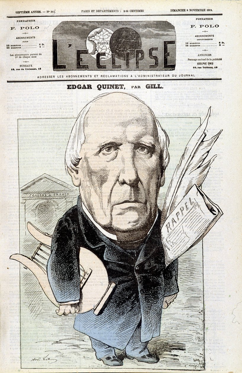 Portræt af Edgar Quinet, fransk historiker (1803-1875). I L