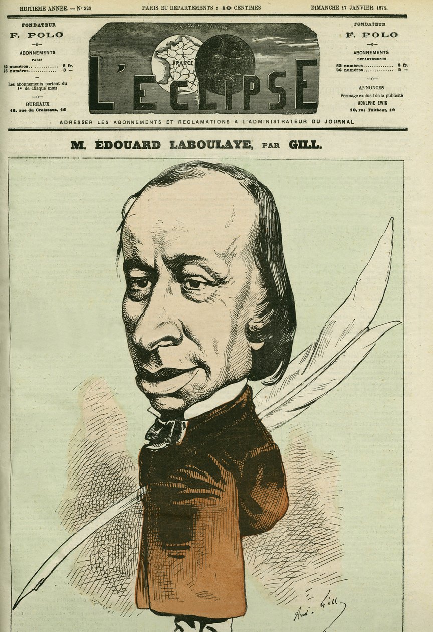 Portræt af Edouard Rene de Laboulaye (1811-1883), fransk jurist, digter og politiker, han var også opfinderen af Statuede la Liberte. Cover i "" L