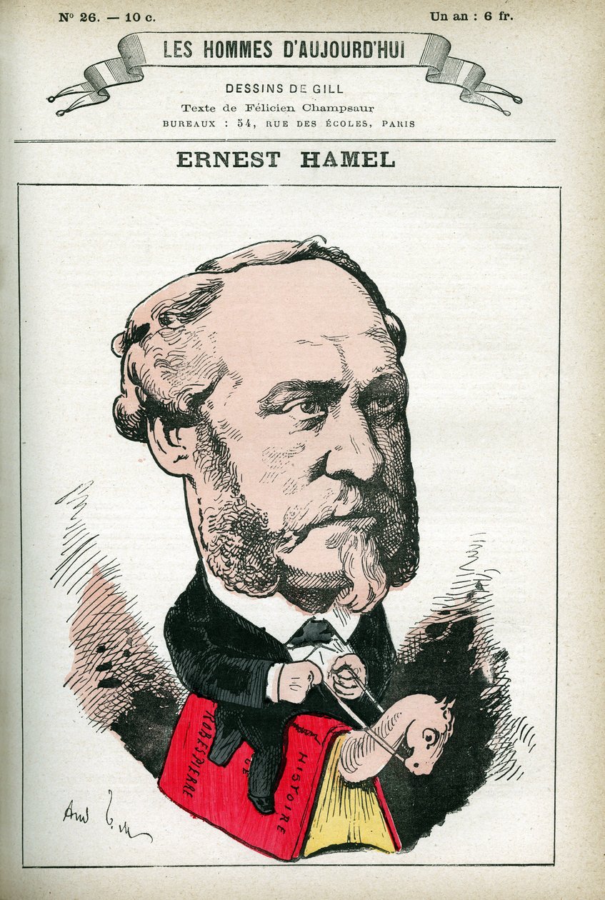 Portræt af Ernest Hamel (1826-1898), fransk advokat og politiker. Tegnefilm af Gill, i "Les Homme d