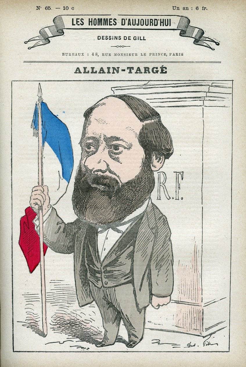 Portræt af Francois Allain-Targe Allain Targe (1832-1902), en fransk advokat, magistrat, journalist og politiker, han var indenrigsminister og finansminister i Gambettas kabinet. Tegnefilm af Gill, Paris. af Andre Gill