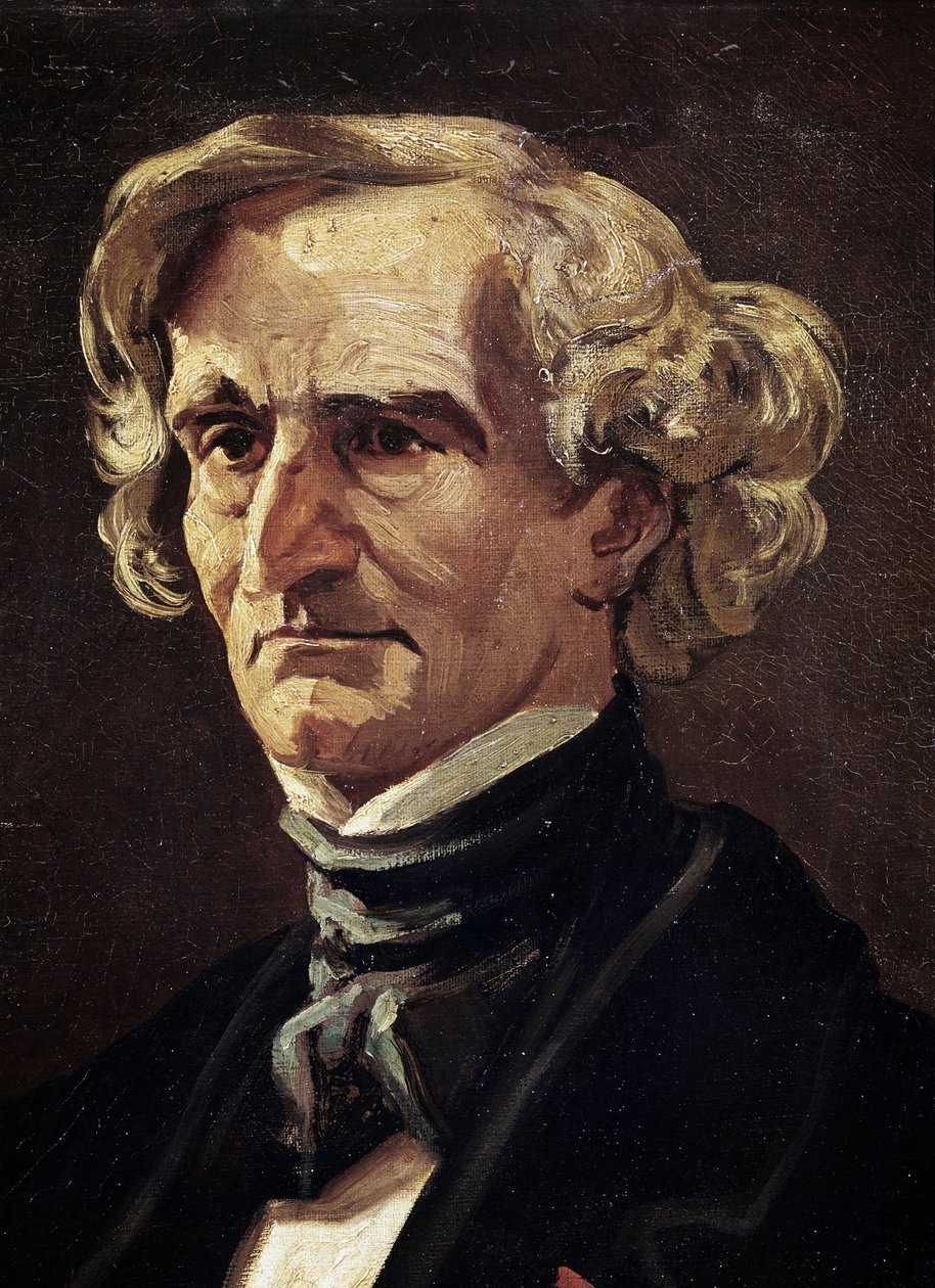 Portræt af Hector Berlioz, fransk komponist, detalje (olie på lærred af Andre Gill