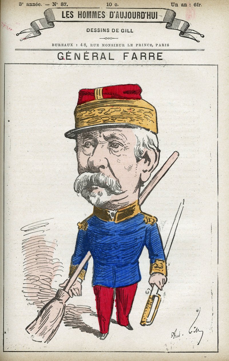 Portræt af Jean Joseph Frederic Albert Farre (1816-1887), en fransk soldat, han blev udnævnt til general i 1870 og krigsminister. Tegnefilm af Gill, Paris. af Andre Gill