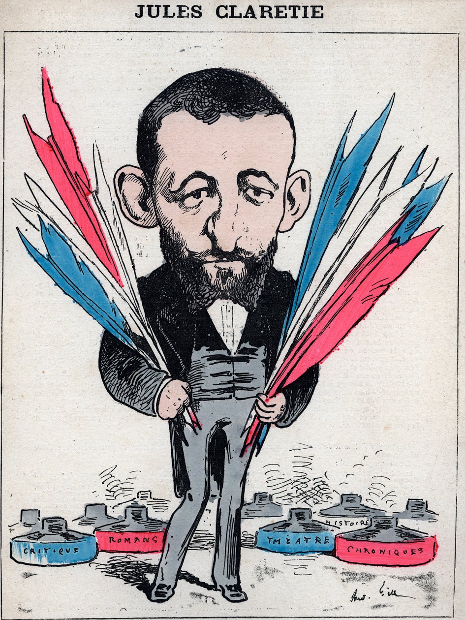 Portræt af Jules Claretie (1840-1913), fransk romanforfatter, dramatiker og kritiker - Karikatur af Andre Gill, i "Les Hommes d