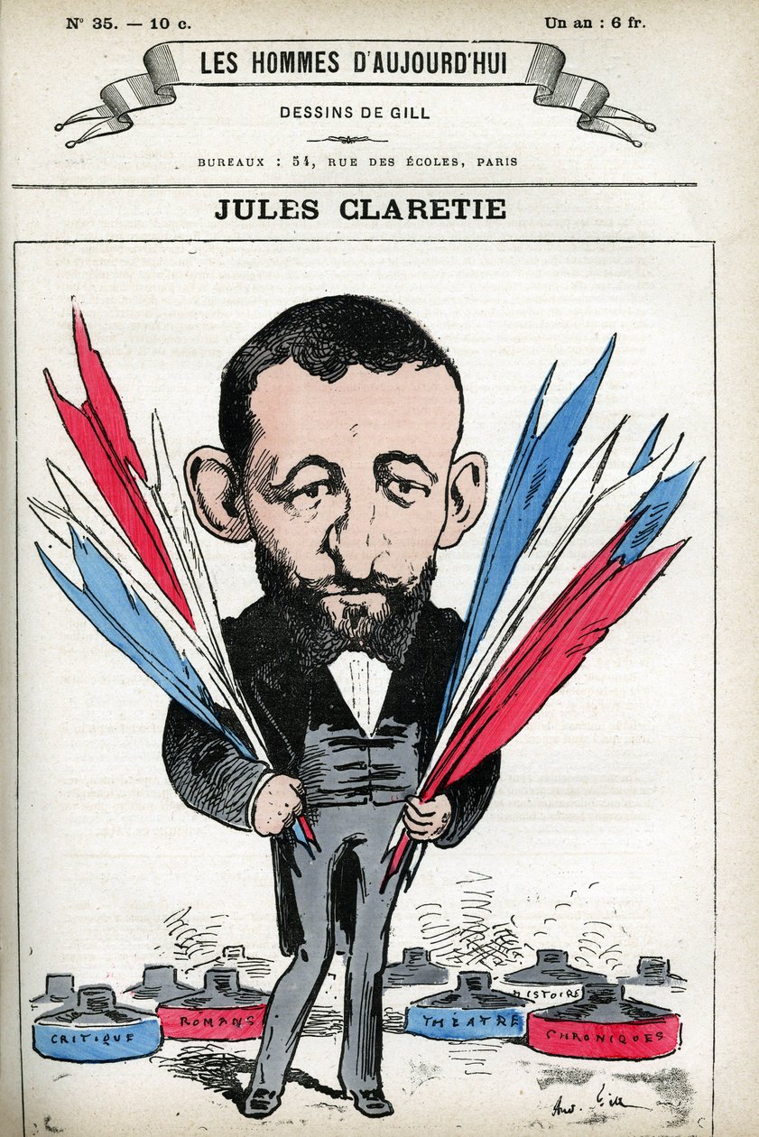 Portræt af Jules Claretie (1840-1913), fransk romanforfatter, dramatiker og kritiker. Tegnefilm af Gill, i "Les Homme d