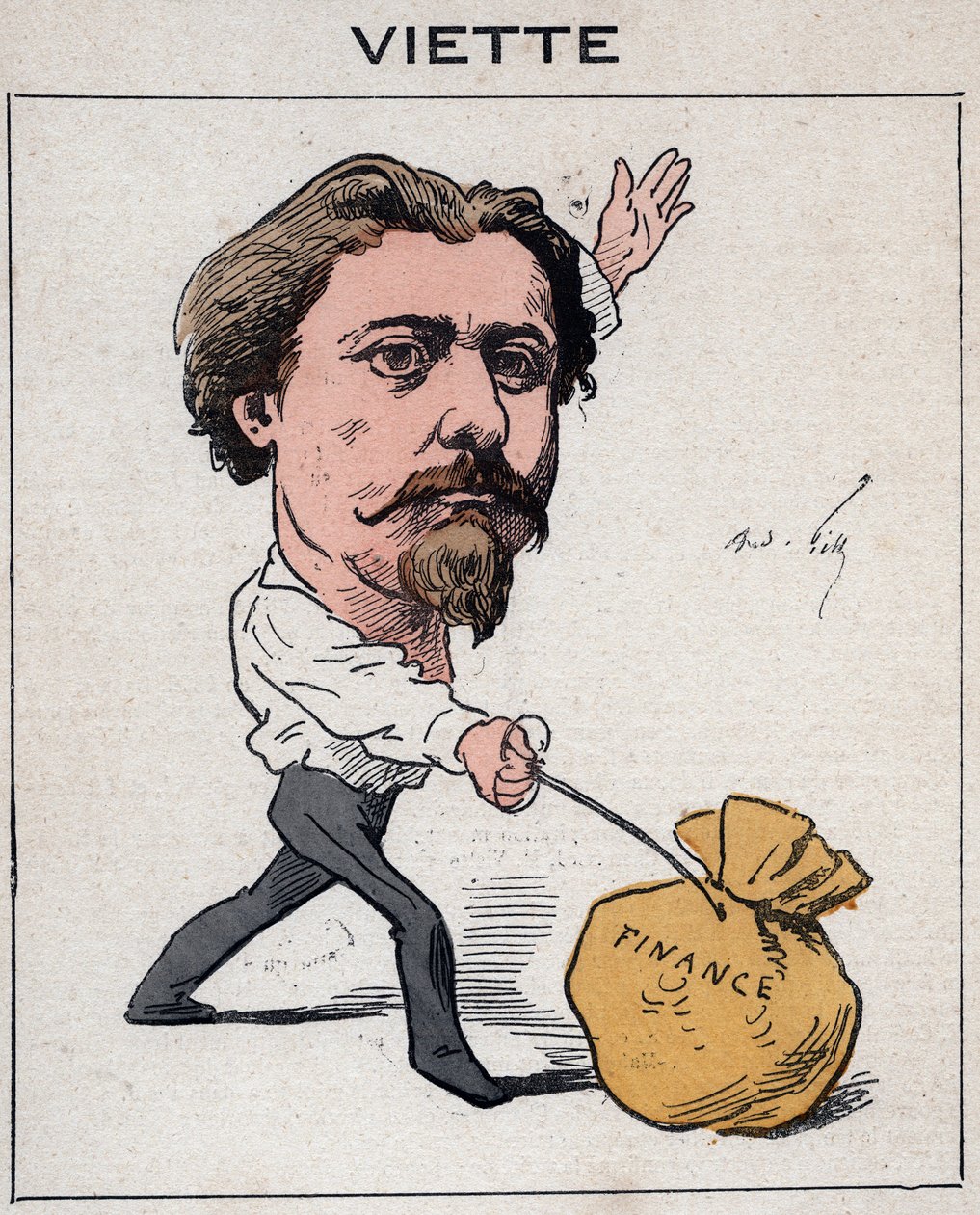Portræt af Jules Francois Viette (1843-1894) fransk politiker - karikatur af Andre Gill, i "Les Hommes d