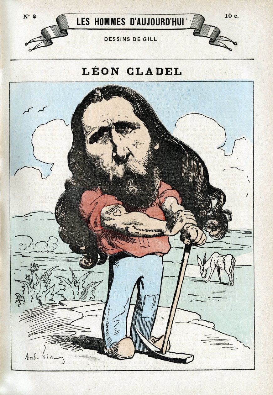 Portræt af Leon Cladel (1835-1892), fransk mand af bogstav. Karikatur af Gill, Paris. af Andre Gill