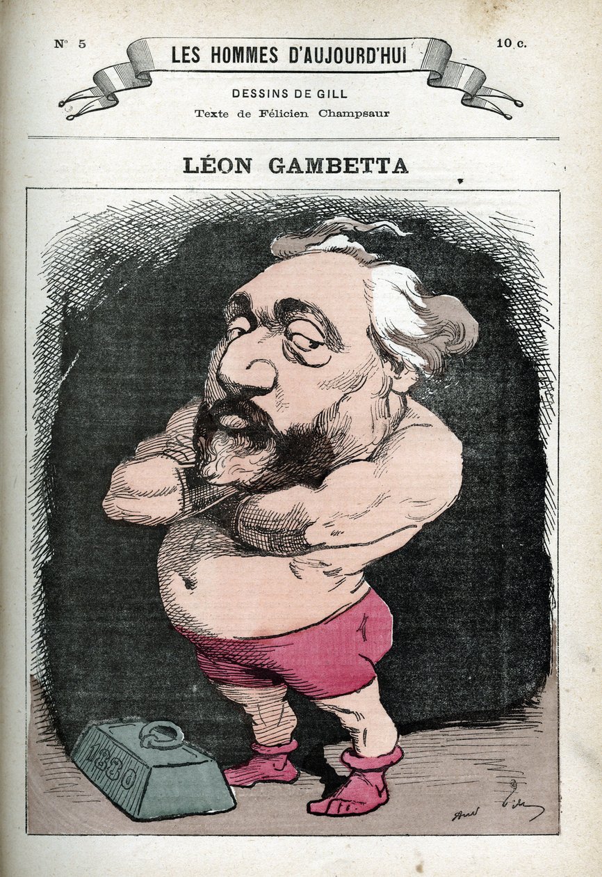 Portræt af Leon Gambetta (1838-1882), fransk politiker. Karikatur af Gill, Paris. af Andre Gill