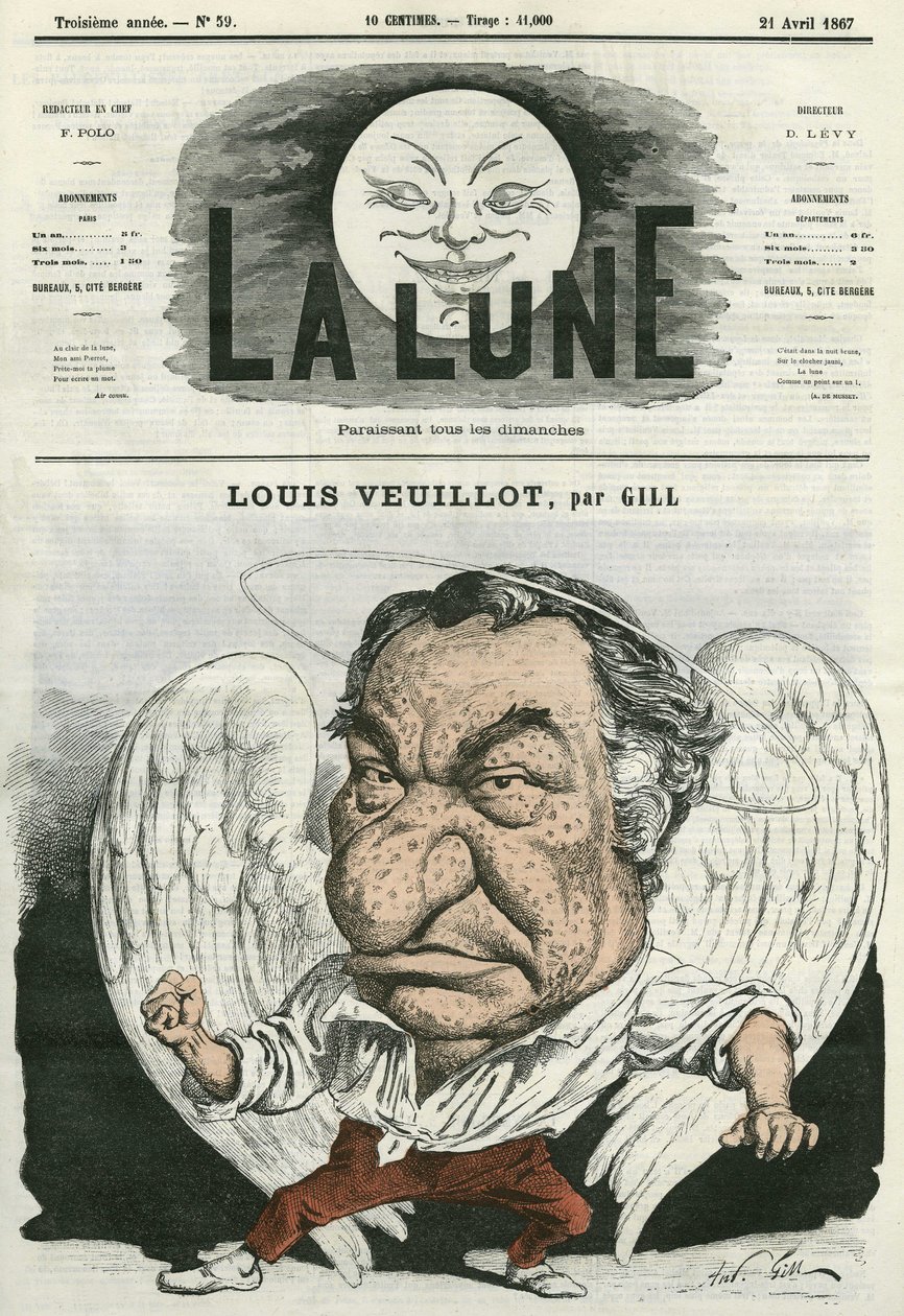 Portræt af Louis Veuillot (1813-1883), fransk journalist og brevmand. Tegnefilm af Gill, i "Månen", 21. april af Andre Gill
