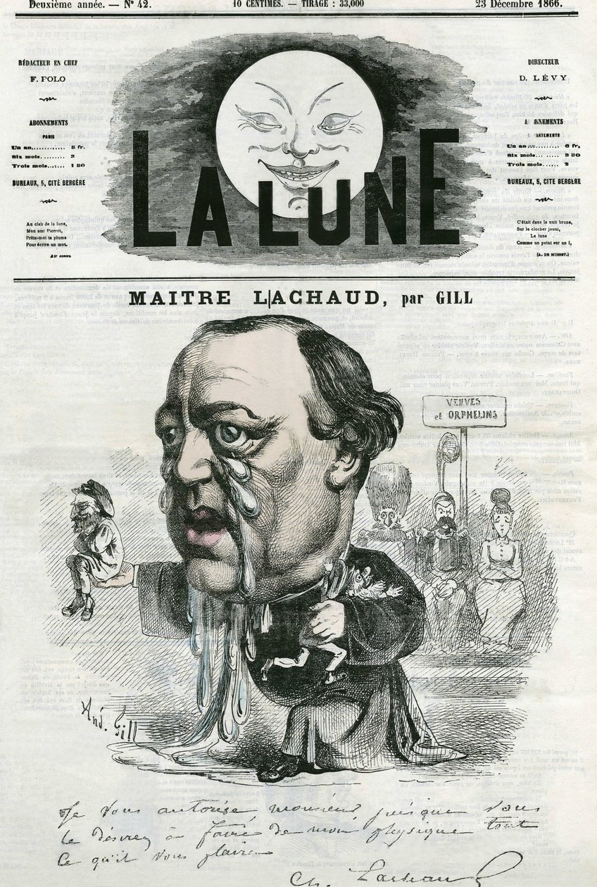 Portræt af Maitre Charles Lachaud (1817-1882), fransk advokat. Tegnefilm af Gill, i "" La Lune", 23. december af Andre Gill