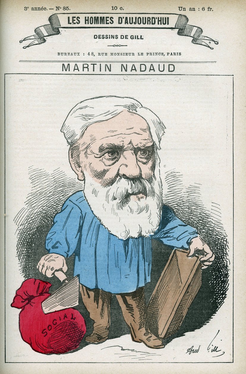 Portræt af Martin Nadaud (1815-1898), fransk mester og politiker, han var deputeret for Creuse fra 1876 til 1889. Tegneserie af Gill, Paris. af Andre Gill