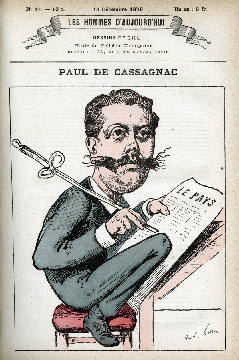 Portræt af Paul Granier de Cassagnac (1842-1902), fransk politisk journalist. Tegnefilm af Gill, Paris. af Andre Gill