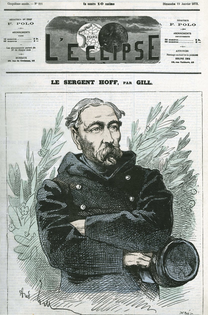 Portræt af sergent Ignace Hoff (1836-1902), soldat, helte fra krigen i 1870 mod Preussen. Cover i "" L