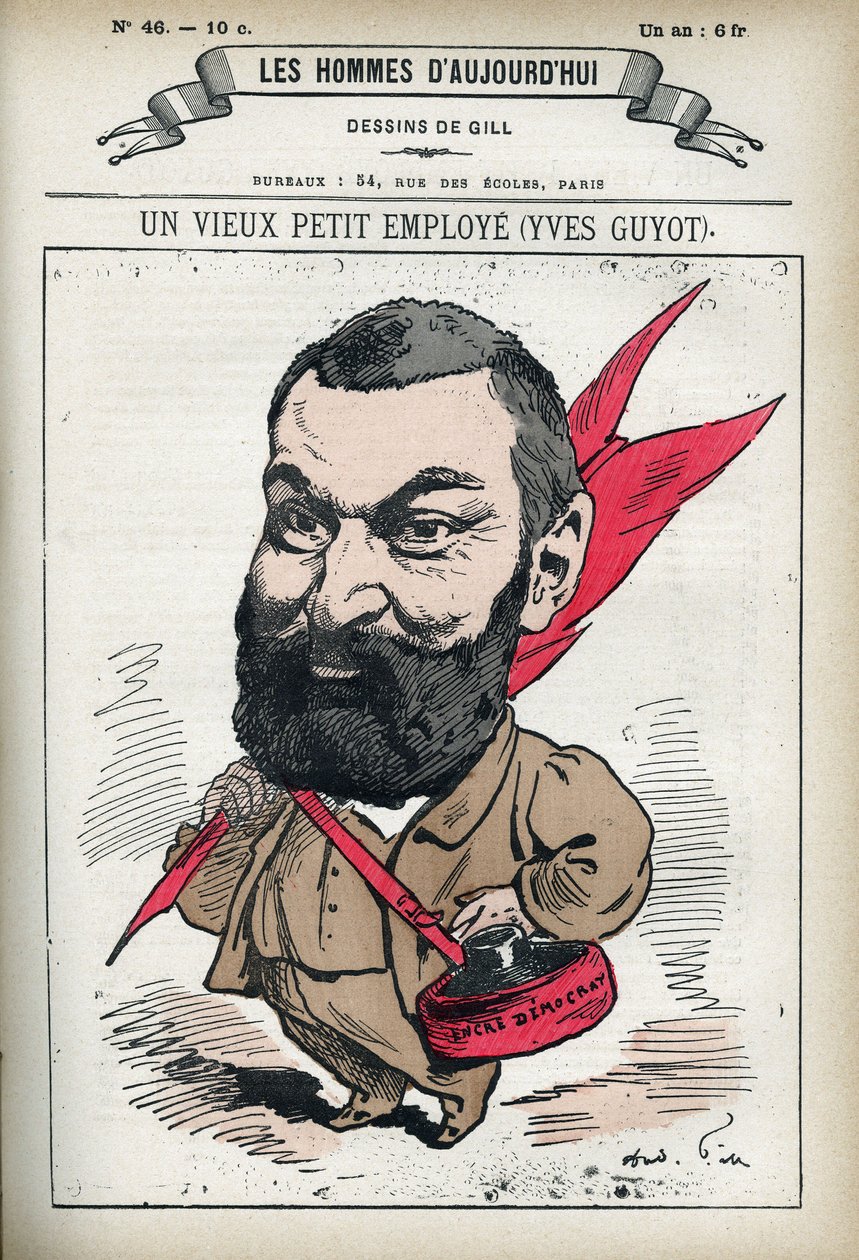 Portræt af Yves Guyot (1843-1928), fransk politiker, publicist og økonom. Tegnefilm af Gill, Paris. af Andre Gill