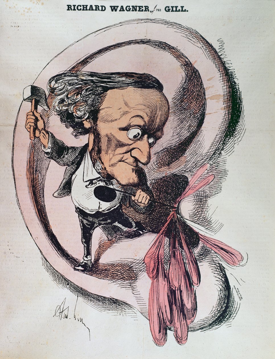 Richard Wagner deler verdens trommehinde, illustration i 